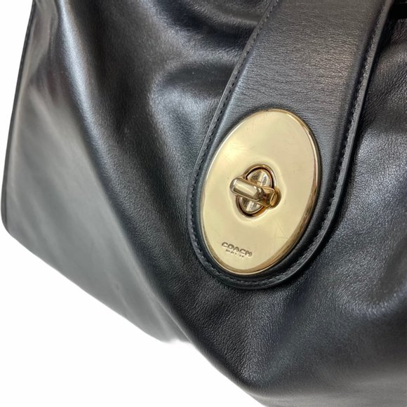Coach Black Shoulder Bag with Gold Accents - Picture 3 of 15